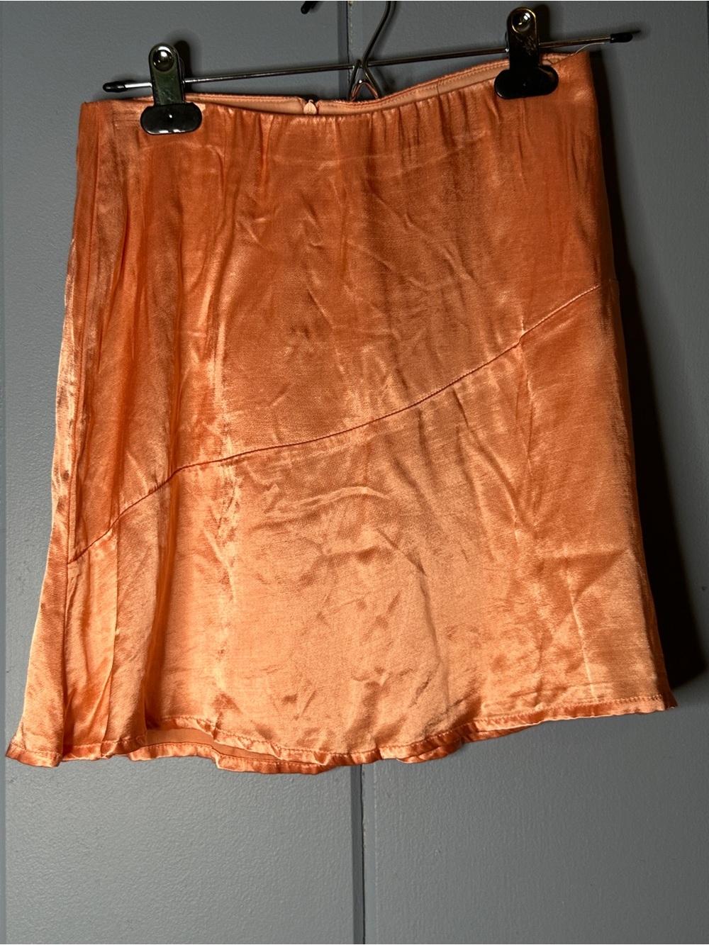 Satin A-Line Skirt in Soft Peach/pink